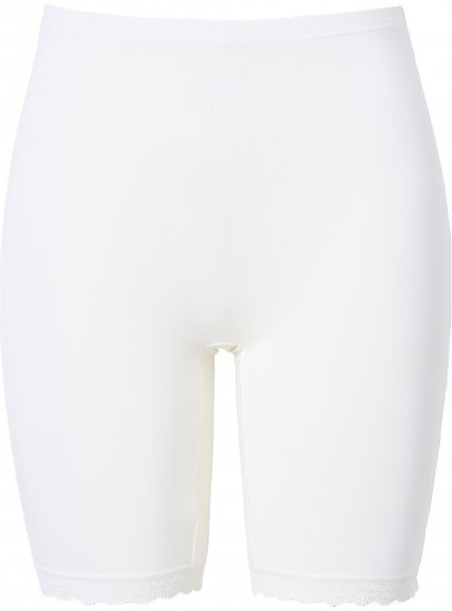 Ulla Popken Lace Hem Stretch Viscose Knit Bicycle Length Lounge Shorts White - Kavbojke & Hlače v Velikih Številkah – Plus Size - 