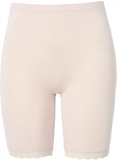 Ulla Popken Lace Hem Stretch Viscose Knit Bicycle Length Lounge Shorts Beige - Kavbojke & Hlače v Velikih Številkah – Plus Size - 