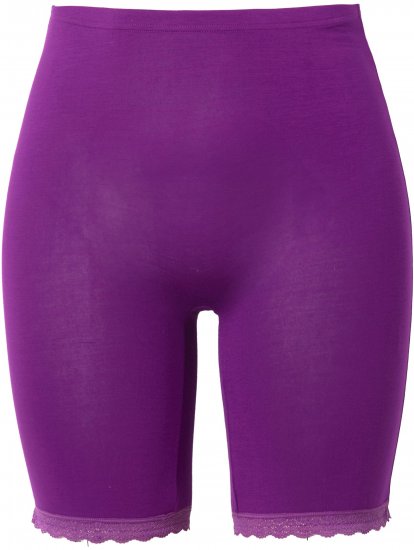 Ulla Popken Lace Hem Stretch Viscose Knit Bicycle Length Lounge Shorts Purple - Kavbojke & Hlače v Velikih Številkah – Plus Size - 