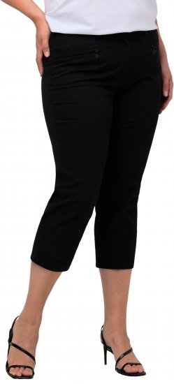 Ulla Popken Mony Stretch Capri Pants Black - Kavbojke & Hlače v Velikih Številkah – Plus Size - 