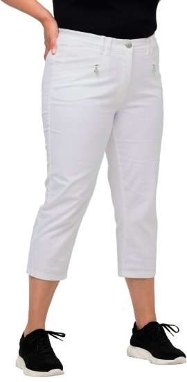 Ulla Popken Mony Stretch Capri Pants Snow White - Kavbojke & Hlače v Velikih Številkah – Plus Size - 