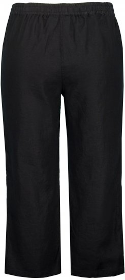 Ulla Popken Cool Linen Elastic Waist Capri Pants Black - Kavbojke & Hlače v Velikih Številkah – Plus Size - 