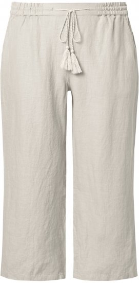 Ulla Popken Cool Linen Elastic Waist Capri Pants Brown - Kavbojke & Hlače v Velikih Številkah – Plus Size - 