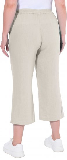 Ulla Popken Cool Linen Elastic Waist Capri Pants Brown - Kavbojke & Hlače v Velikih Številkah – Plus Size - 