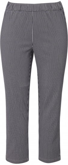 Ulla Popken Check Bengaline Slim Leg Sienna Fit Stretch Crop Pants Navy - Kavbojke & Hlače v Velikih Številkah – Plus Size - 
