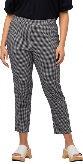 Ulla Popken Check Bengaline Slim Leg Sienna Fit Stretch Crop Pants Navy - Kavbojke & Hlače v Velikih Številkah – Plus Size - 