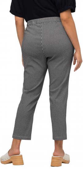 Ulla Popken Check Bengaline Slim Leg Sienna Fit Stretch Crop Pants Navy - Kavbojke & Hlače v Velikih Številkah – Plus Size - 