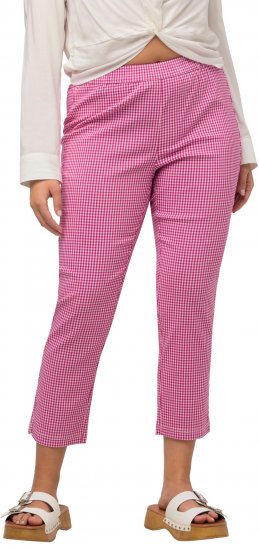 Ulla Popken Check Bengaline Slim Leg Sienna Fit Stretch Crop Pants Pale Lilac - Kavbojke & Hlače v Velikih Številkah – Plus Size - 