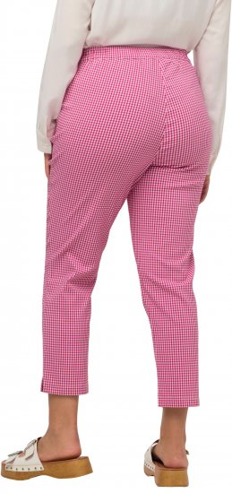 Ulla Popken Check Bengaline Slim Leg Sienna Fit Stretch Crop Pants Pale Lilac - Kavbojke & Hlače v Velikih Številkah – Plus Size - 