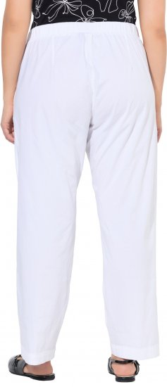 Ulla Popken Wide Leg Ruby Fit Stretch Chino Pants Snow White - Kavbojke & Hlače v Velikih Številkah – Plus Size - 