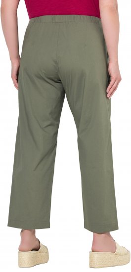 Ulla Popken Wide Leg Ruby Fit Stretch Chino Pants Green - Kavbojke & Hlače v Velikih Številkah – Plus Size - 