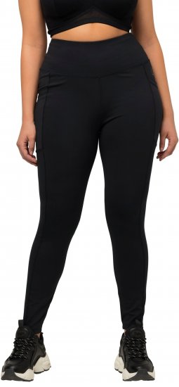 Ulla Popken High Waist Quick Dry Recycled Stretch Leggings Black - Kavbojke & Hlače v Velikih Številkah – Plus Size - 