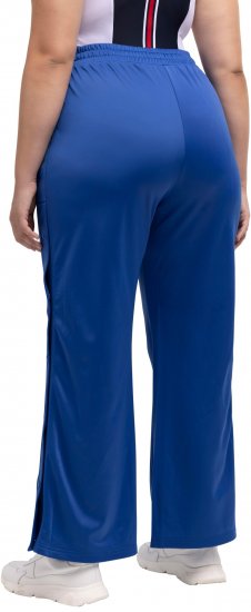 Ulla Popken Snap Placket Side Seam Wide Leg Recycled Polyester Knit Joggers Blue - Kavbojke & Hlače v Velikih Številkah – Plus Size - 