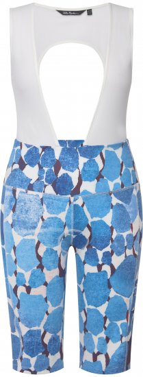 Ulla Popken Abstract Print Padded Cycling Shorts With Suspenders White - Kavbojke & Hlače v Velikih Številkah – Plus Size - 