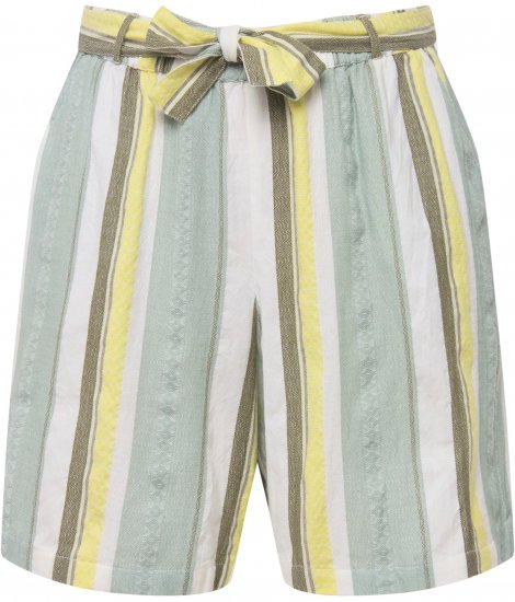 Ulla Popken Striped Wide Leg Elastic Waistband Shorts White - Kavbojke & Hlače v Velikih Številkah – Plus Size - 