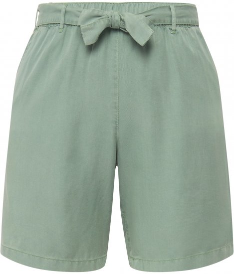 Ulla Popken Tie Belt Lyocell Shorts Moss Green - Kavbojke & Hlače v Velikih Številkah – Plus Size - 