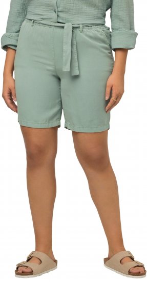 Ulla Popken Tie Belt Lyocell Shorts Moss Green - Kavbojke & Hlače v Velikih Številkah – Plus Size - 