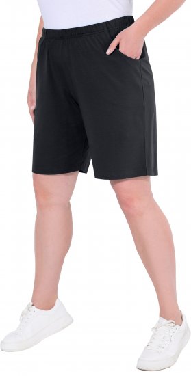 Ulla Popken Stretch Knit Bermuda Shorts Black - Kavbojke & Hlače v Velikih Številkah – Plus Size - 