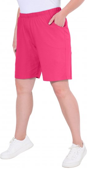 Ulla Popken Stretch Knit Bermuda Shorts Red - Kavbojke & Hlače v Velikih Številkah – Plus Size - 