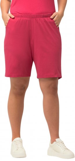 Ulla Popken Stretch Knit Bermuda Shorts Red - Kavbojke & Hlače v Velikih Številkah – Plus Size - 