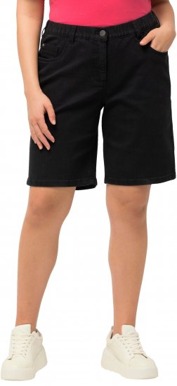 Ulla Popken Basic Denim Mandy Bermuda Shorts Black - Kavbojke & Hlače v Velikih Številkah – Plus Size - 