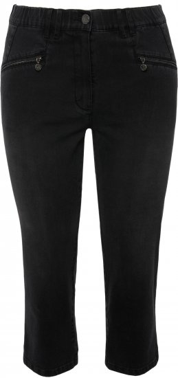 Ulla Popken Cropped Stretch Blend Mony Jeans Black - Kavbojke & Hlače v Velikih Številkah – Plus Size - 