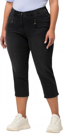 Ulla Popken Cropped Stretch Blend Mony Jeans Black - Kavbojke & Hlače v Velikih Številkah – Plus Size - 