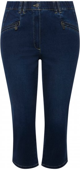 Ulla Popken Cropped Stretch Blend Mony Jeans Blue Denim - Kavbojke & Hlače v Velikih Številkah – Plus Size - 