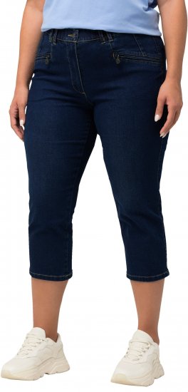 Ulla Popken Cropped Stretch Blend Mony Jeans Blue Denim - Kavbojke & Hlače v Velikih Številkah – Plus Size - 