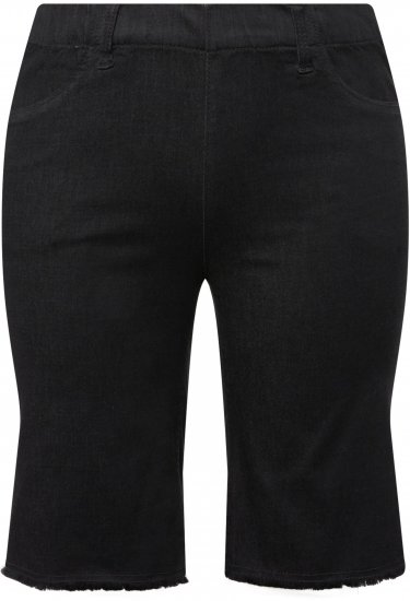 Ulla Popken Frayed Hemline Elastic Waistband Bermuda Shorts Black - Kavbojke & Hlače v Velikih Številkah – Plus Size - 