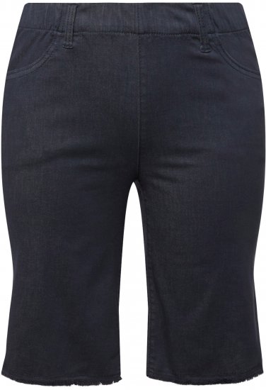 Ulla Popken Frayed Hemline Elastic Waistband Bermuda Shorts Navy - Kavbojke & Hlače v Velikih Številkah – Plus Size - 