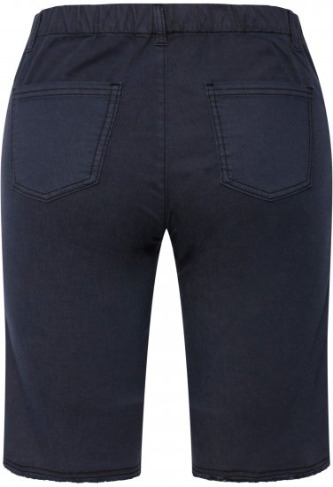 Ulla Popken Frayed Hemline Elastic Waistband Bermuda Shorts Navy - Kavbojke & Hlače v Velikih Številkah – Plus Size - 