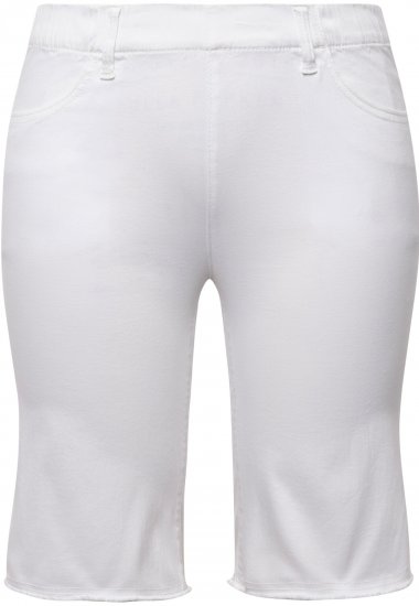 Ulla Popken Frayed Hemline Elastic Waistband Bermuda Shorts Snow White - Kavbojke & Hlače v Velikih Številkah – Plus Size - 