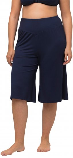Ulla Popken Wide Leg Flared Bermuda Shorts Navy - Kavbojke & Hlače v Velikih Številkah – Plus Size - 