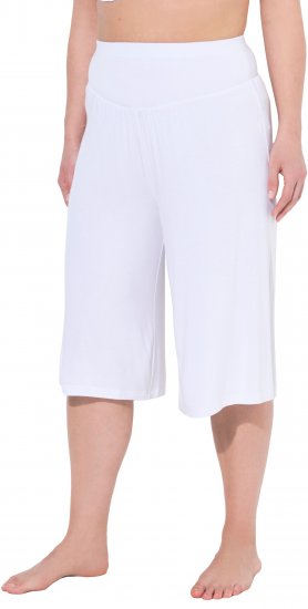 Ulla Popken Wide Leg Flared Bermuda Shorts White - Kavbojke & Hlače v Velikih Številkah – Plus Size - 