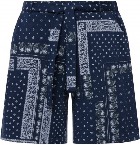 Ulla Popken Paisley Pull On Shorts Blue - Kavbojke & Hlače v Velikih Številkah – Plus Size - 