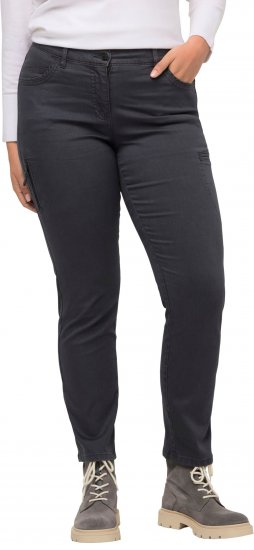 Ulla Popken Stretch Fit 6 Pocket Cargo Pants Black - Kavbojke & Hlače v Velikih Številkah – Plus Size - 