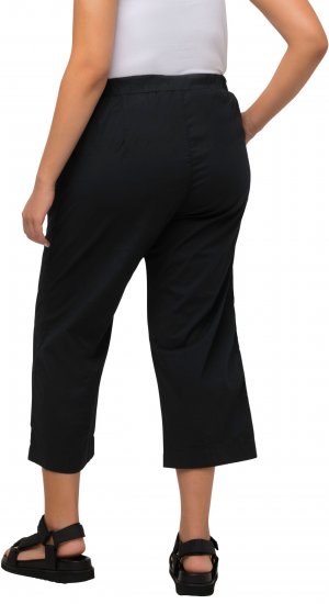 Ulla Popken Cropped Ruby Fit Pants Black - Kavbojke & Hlače v Velikih Številkah – Plus Size - 