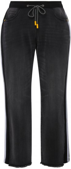 Ulla Popken Side Stripe Stretch Fit Boyfriend Jeans Black - Kavbojke & Hlače v Velikih Številkah – Plus Size - 