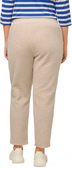 Ulla Popken Teddy Fleece Knee Patch Pants Beige - Kavbojke & Hlače v Velikih Številkah – Plus Size - 
