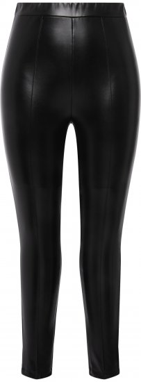 Ulla Popken Faux Leather Leggings Black - Kavbojke & Hlače v Velikih Številkah – Plus Size - 
