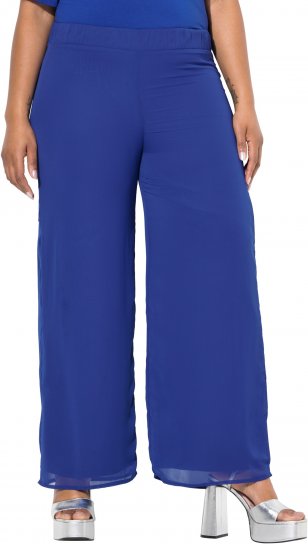 Ulla Popken Layered Chiffon Wide Leg Pants Blue - Kavbojke & Hlače v Velikih Številkah – Plus Size - 