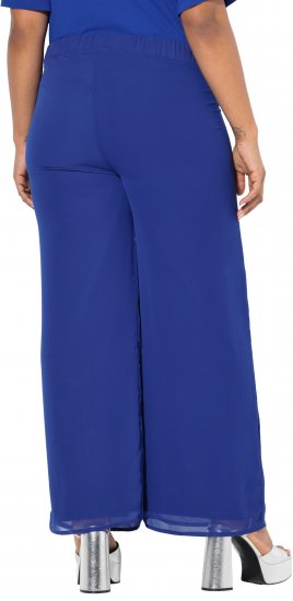 Ulla Popken Layered Chiffon Wide Leg Pants Blue - Kavbojke & Hlače v Velikih Številkah – Plus Size - 