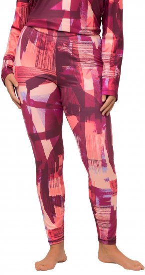 Ulla Popken Abstract Print Ski Leggings Red - Kavbojke & Hlače v Velikih Številkah – Plus Size - 