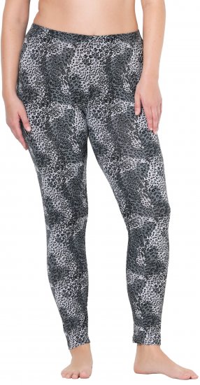 Ulla Popken Leopard Print Leggings Black - Kavbojke & Hlače v Velikih Številkah – Plus Size - 