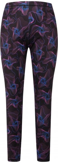 Ulla Popken Geometric Wave Quick Drying Ski Leggings Black - Kavbojke & Hlače v Velikih Številkah – Plus Size - 
