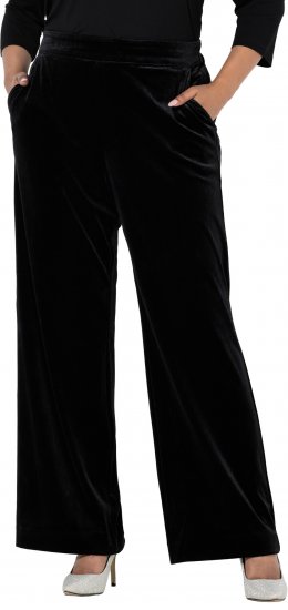 Ulla Popken Velvet Suit Pants Black - Kavbojke & Hlače v Velikih Številkah – Plus Size - 