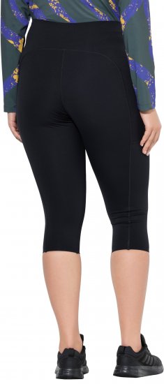 Ulla Popken Cropped Sports Leggings Black - Kavbojke & Hlače v Velikih Številkah – Plus Size - 