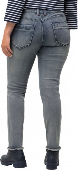 Ulla Popken Fringed Hem Stretch Fit Jeans Blue Denim - Kavbojke & Hlače v Velikih Številkah – Plus Size - 