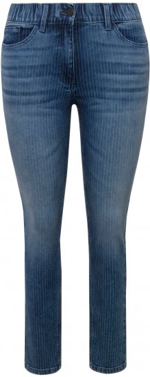 Ulla Popken Textured Stripe Sarah Slim Fit Jeans Blue - Kavbojke & Hlače v Velikih Številkah – Plus Size - 